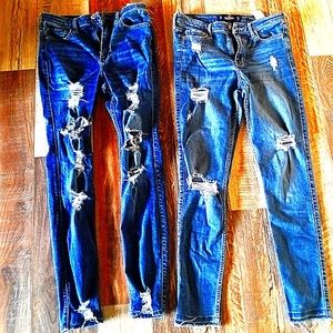 Bundle Of Hollister High Rise Distressed Skinny Jeans Size 7 R